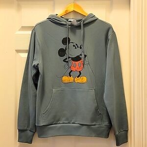 Disney Mickey Mouse Hoodie Sweatshirt S Mens Light Green Slightly Distressed